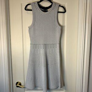 Michael Kors Textured Knit Dress Black White Sleeveless Fit & Flare Size S